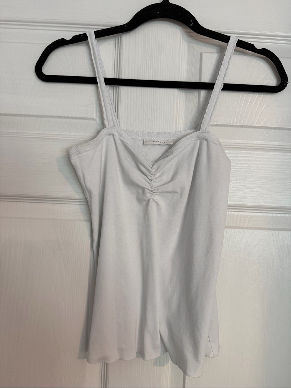 Doen White Ruched Cotton Camisole